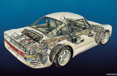 Porsche 959 Racutaway poster Large for sale cheap United States USA