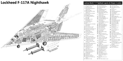 F-117A Nighthawk Cutaway Diagram 11x17 poster for sale cheap United States USA