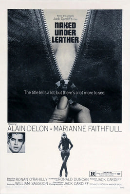 Naked Under Leather Movie Poster featuring vintage motorcycle and bold styling