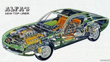 Alfa Romeo Montreal Cutaway Metal Poster Print 8in x 12in 12"x16" The Poster Depot