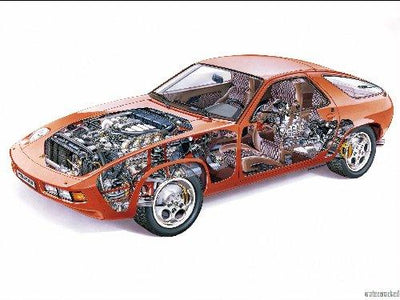 Porsche 928 Cutaway Metal Print 8in x 12in