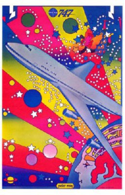 Pan Am Airplane Peter Max Art poster 11inx17in The Poster Depot
