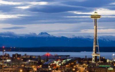 Seattle Skyline poster tin Metal Print Wall Art