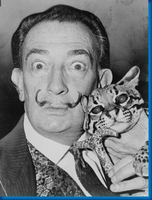 Salvador Dali Cat Bw Metal Print 8in x 12in
