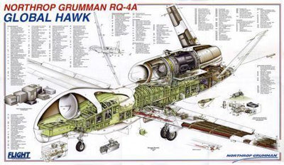 Global Hawk Cutaway Poster 16in x 24in