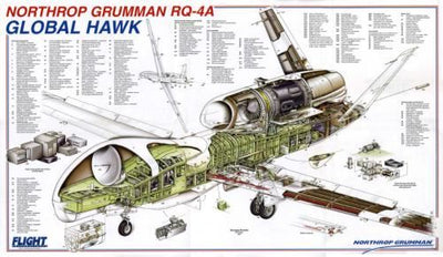 Global Hawk Cutaway Poster 11x17 Mini Poster