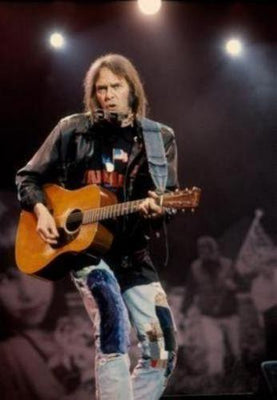 Neil Young Guitar Lights Metal Print 8in x 12in