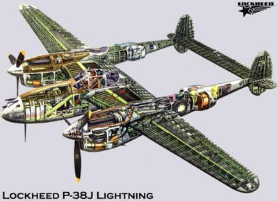 P38J Cutaway Metal Print 8in x 12in