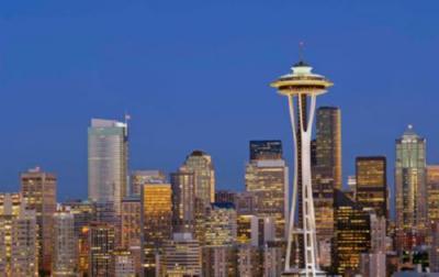 Seattle Skyline poster tin Metal Print Wall Art