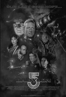 Babylon 5 poster Black and White poster for sale cheap United States USA