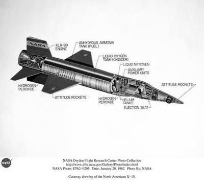 X15 Cutaway Poster Black and White Mini Poster 11"x17"