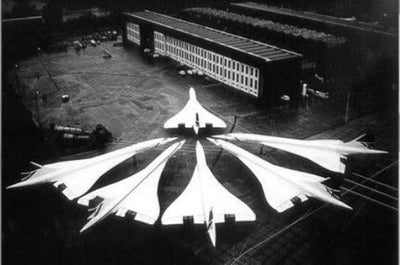 Concordes At Heathrow Poster Black and White Mini Poster 11"x17"