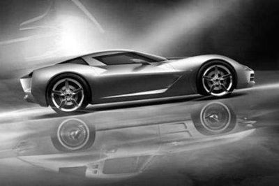 Corvette Stingray Concept Poster Black and White Poster On Sale United States