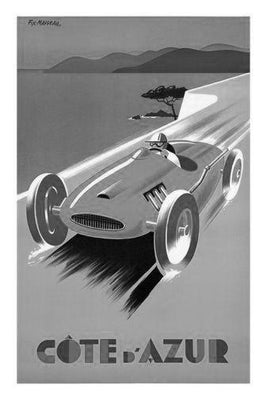 France Cote D'Azur Metal Poster Print 8in x 12in 12"x16" Black and White The Poster Depot