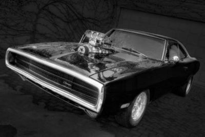 Fast And The Furious 1970 Charger Poster Black and White 24x36 The Poster Depot