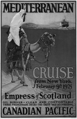 Canadian Pacific Mediterranean Cruise Lines 1925 Poster Black White Poster 24x36 The Poster Depot