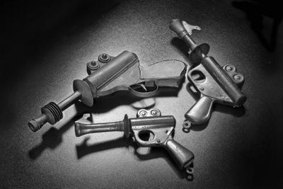 Vintage Toy Ray Guns black and white poster