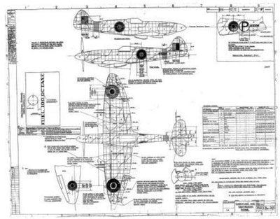 Spitfire Drawing black and white poster