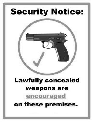Concealed Carry Weapons Allowed Sign Poster Black and White 24x36 The Poster Depot