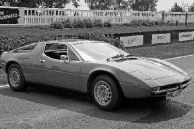 Maserati Merak black and white poster