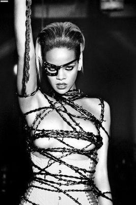 Rihanna Metal Poster Print 8in x 12in 12"x16" Black and White The Poster Depot