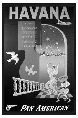 Pan Am Airlines Havana Cuba Metal Poster Print 8in x 12in 12"x16" Black and White The Poster Depot