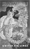 United Airlines Hawaii Metal Poster Wall Art 8in x 12in 12"x16" Black and White The Poster Depot