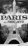 Twa Airlines Paris Eiffel Tower Metal Poster Print 8in x 12in 12"x16" Black and White The Poster Depot