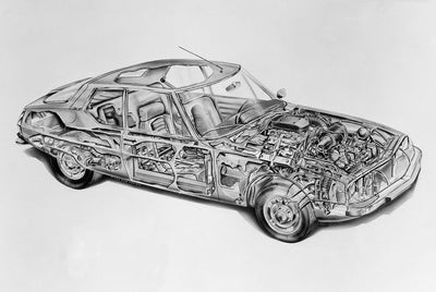 Citroen Sm Cutaway Diagram Art poster for sale cheap United States USA