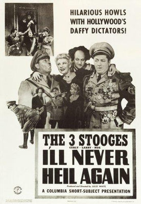 Three Stoogesill Never Heil Again Metal Print 8in x 12in