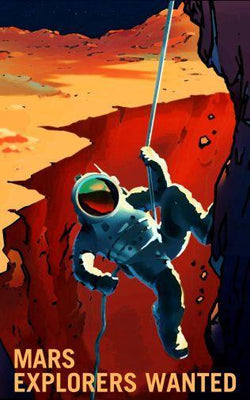 Mars Recruitment Explorers Wanted poster tin Metal Print Wall Art