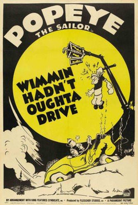 Popeye Wimmin Hadnt Oughta Drive poster tin Metal Print Wall Art