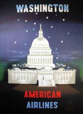 American Airlines Washington Dc poster tin Metal Print Wall Art