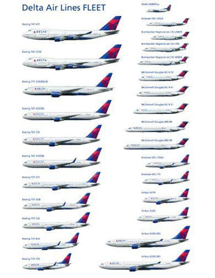 Delta Airlines Fleet Metal Poster Print 8in x 12in 12"x16" The Poster Depot